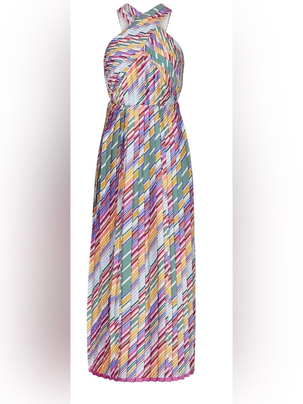 ML Monique Lhuillier Pleated Halter Top Dress Size 14